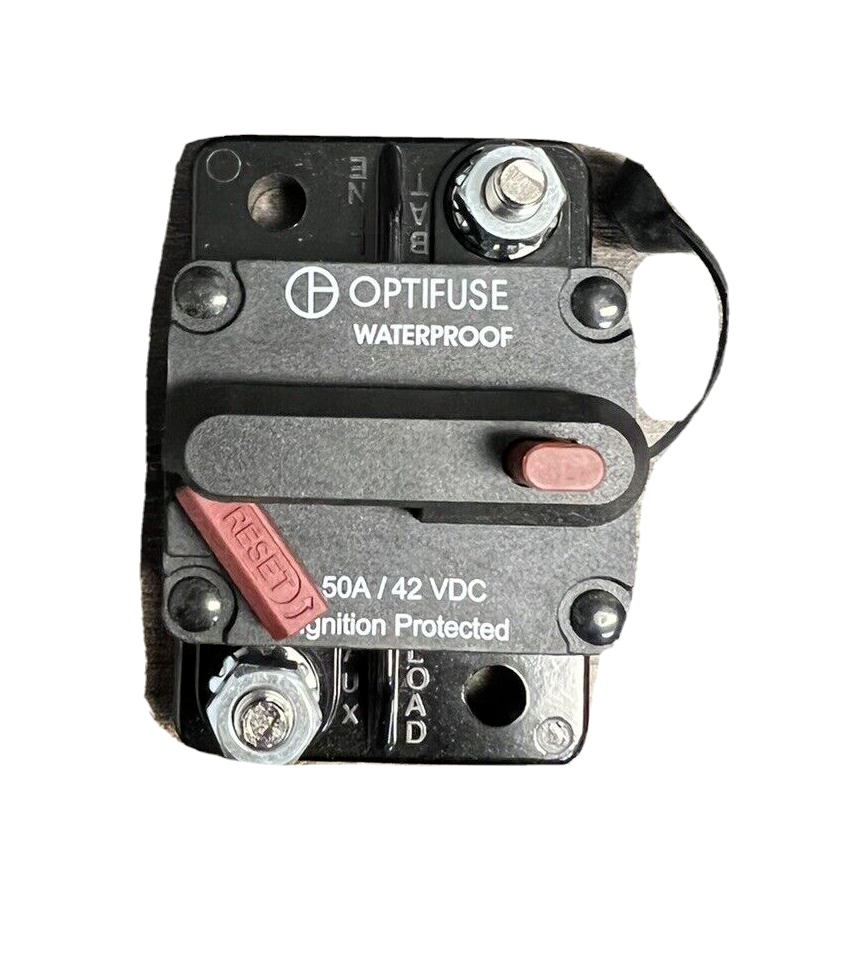 OPTIFUSE 50A / 42 VDC WaterProof Circuit Breaker Manual Reset