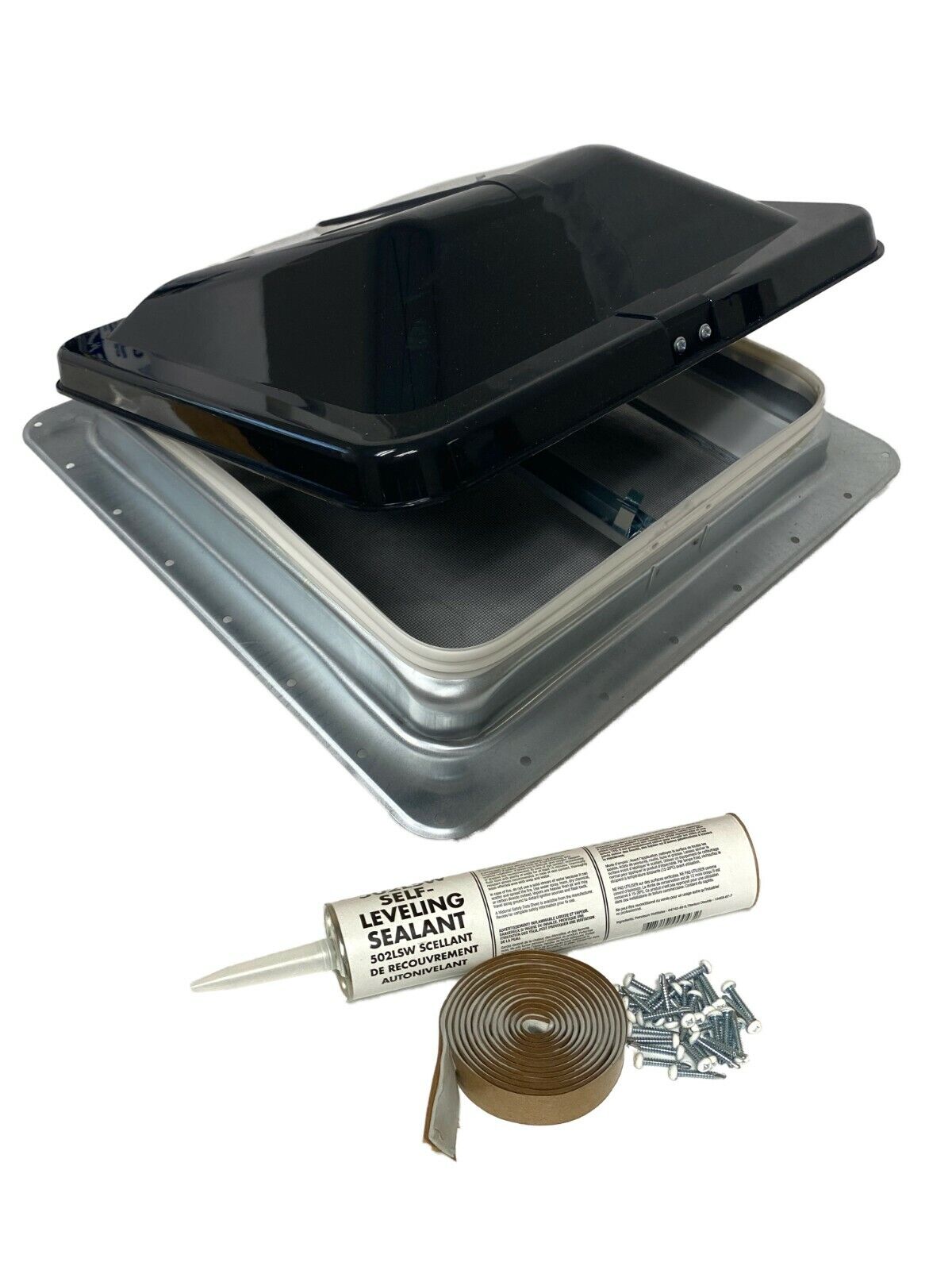ProCamp RV Cargo Trailer Air Flow Vent Kit – Black Half Moon Vent With Installation Accessories