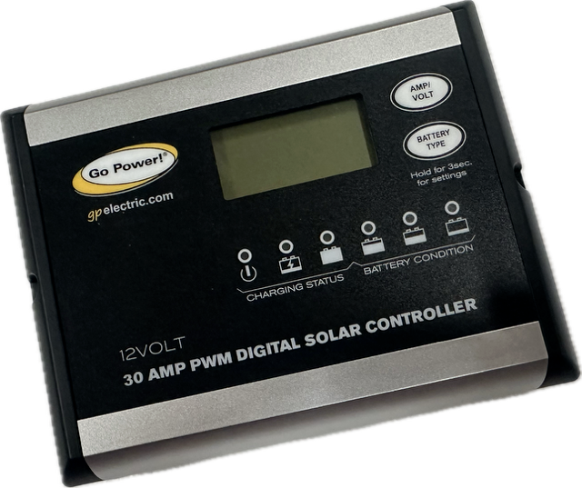 Go Power 12V 30Amp PWM Digital Solar Controller GP-PWM-SQ RV-Camper-Mo