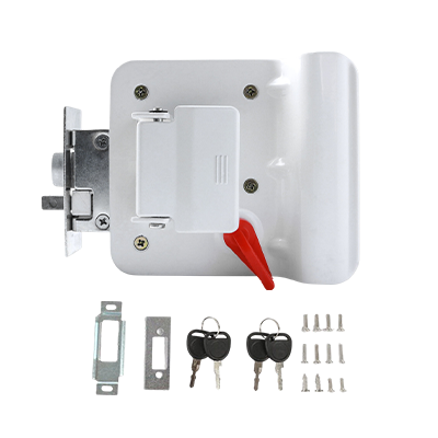 White RV Paddle Entry Door Lock Latch Handle Knob Deadbolt NEW Camper Trailer