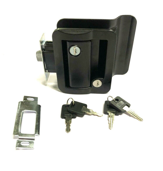 Black RV Paddle Entry Door Lock Latch Handle Deadbolt NEW Camper Cargo Trailer