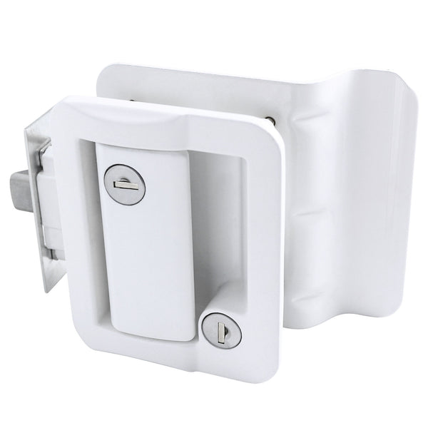 White RV Paddle Entry Door Lock Latch Handle Knob Deadbolt NEW Camper Trailer