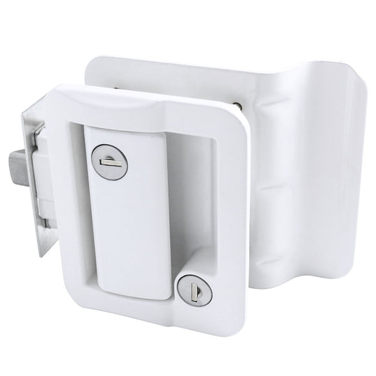 White RV Paddle Entry Door Lock Latch Handle Knob Deadbolt NEW Camper Trailer